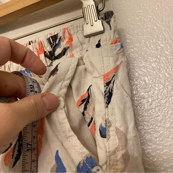 Briggs tropical floral print wide leg Linen pants palazzo tan coastal beach M - Picture 10 of 11